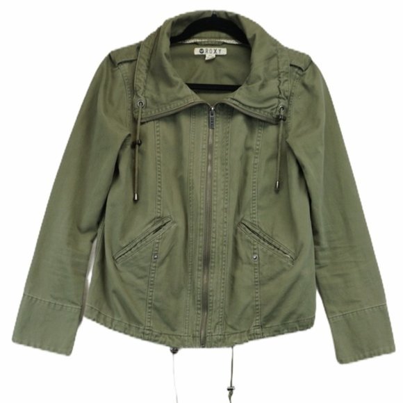 ✨Roxy S Army Green Jean Jacket - Picture 1 of 4